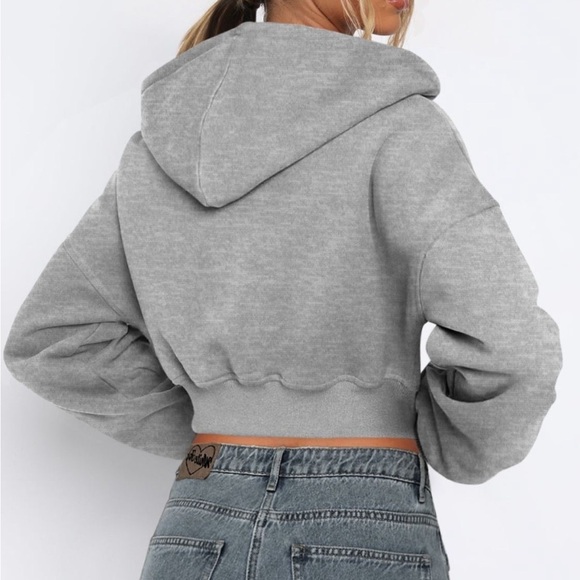 Zip Up Long Sleeve Hooded Cropped Jacket - Picture 3 of 15